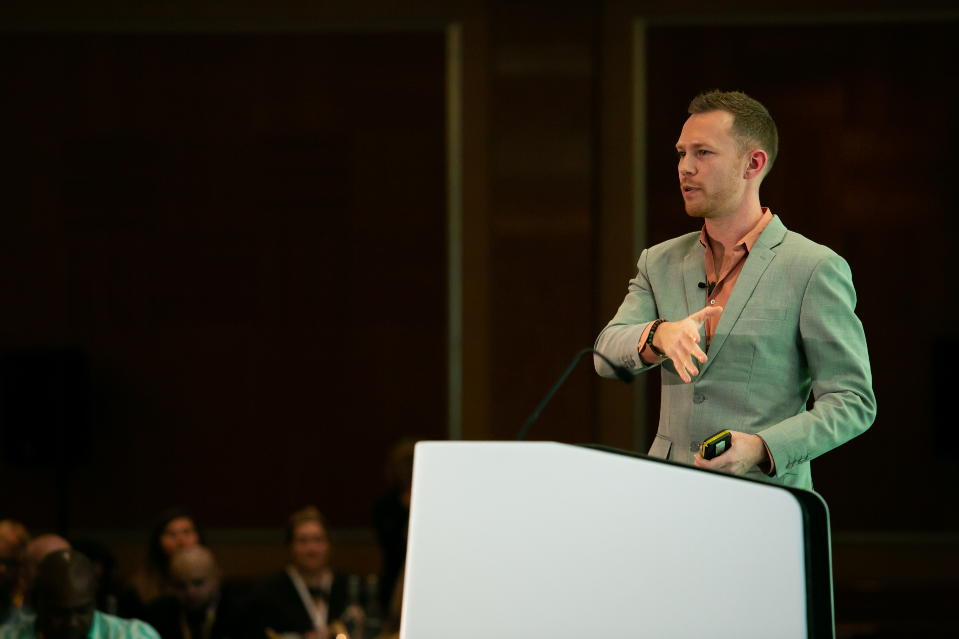 Dan Holloway, founder of Nurture, speaking on stage